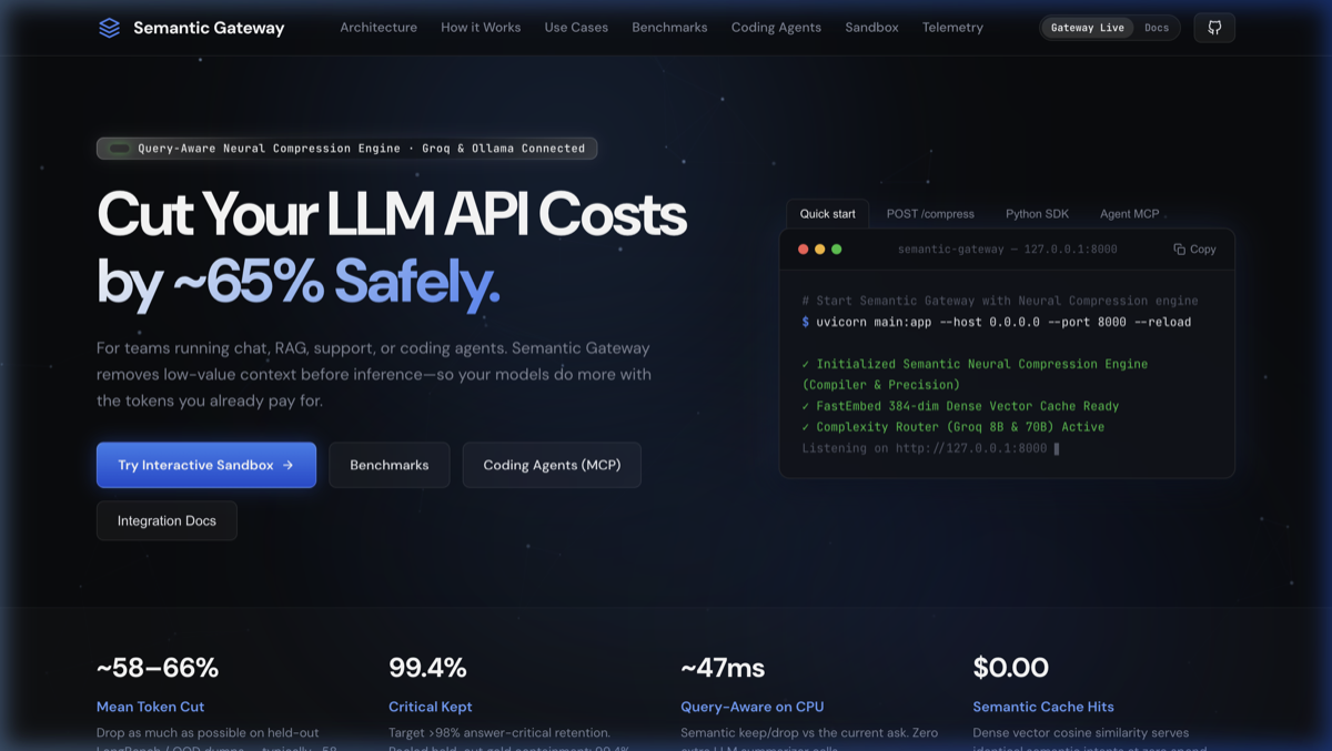 Semantic LLM Gateway UI Preview