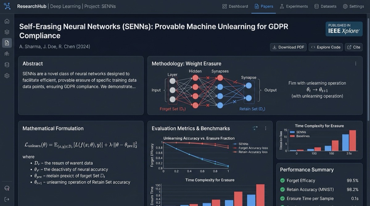 SENNs Machine Unlearning Research UI Preview